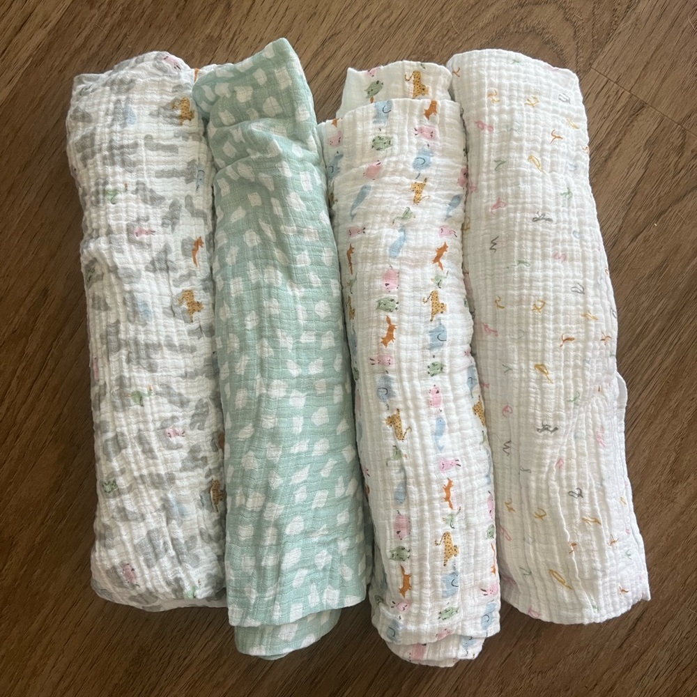 Aden + Anaís Cotton Muslin Swaddle Blanket, Multi, unisex, infants 4 pack